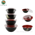 Disposable 1400ml Round Black Plastic Japanese Ramen Bowl